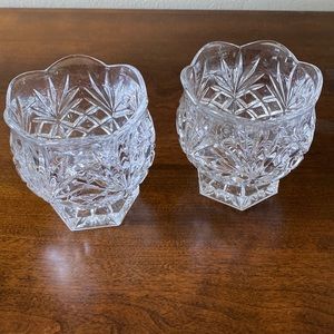 2 PC BUNDLE: Matching Cut Crystal Votive Candle Holders